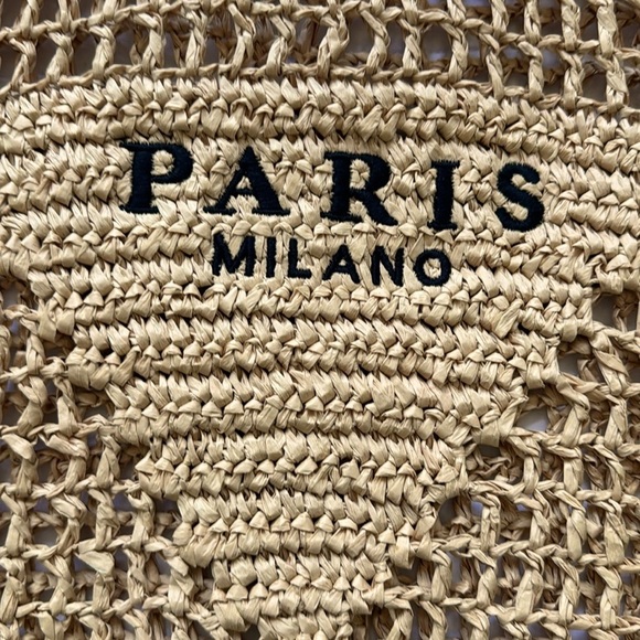 straw woven tote Paris Milano. NWOT - Picture 4 of 5